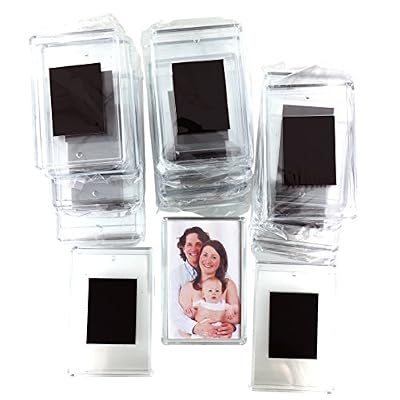 Kurtzy Lot de 20 Cadres Photos Magnétiques Vierges pour Frigo par Kurtzy - Aimants en Acrylique Transparent avec Emplacement Photos 7cm x 4,5cm - Cadre Magnétique Photos de Familles, Loisirs Créatifs