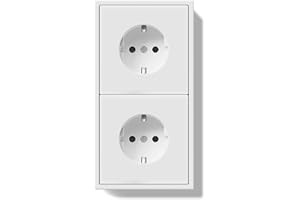 BSEED Schuko podwójne gniazdko podtynkowe, gniazdko ścienne 16 A z ramą PC, podwójne gniazdko z pazurami, 2 gniazda, białe