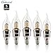Produktbild ELINKUME 5X 5W E14 LED Kerze Lampe mit 18x 2835 SMD LED Chipsätze, ersetzt 50W Glühbirne,LED Kerzen als Filament Kolbenlampe, Klar Glas,470lm, Nicht Dimmbar,Warmweiß 2700-3000K