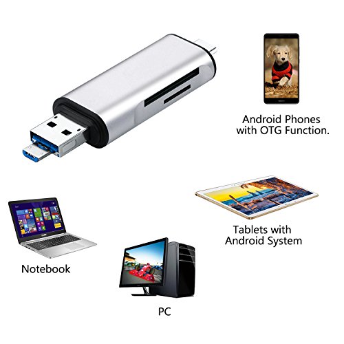 Philonext 3 in 1 lettore di schede di memoria USB C (Silver)