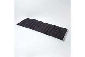 HOMESCAPES Coussin pour Banc de Jardin, Matelas de Sol, Coussin pour Banquette extérieure 3 Places, Coton - 143 x 48 x 5 cm - Noir