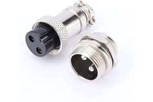 ONIROVIEW Coppia Connettore 2 Poli Tipo DIN GX16 Schermata Aviazione Femmina Volante con Ghiera e Maschio da Pannello