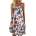Produktbild Yvelands Damen Tank Kleid Sommer V-Ausschnitt ärmelloses Boho Kleid gedruckt Beach Party Minikleid(Rosa,XXL)