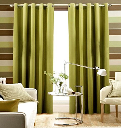 Pair Of Plain LIME Green Eyelet Ring Top BLACKOUT / DIMOUT Curtains 53