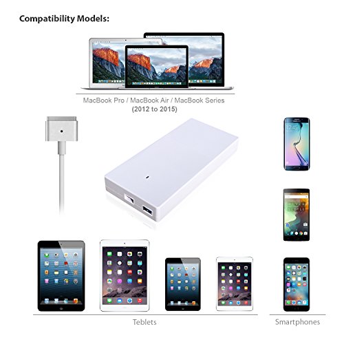 Lizone 90W AC90-M2 schlank USB Reise Ladegerät adapter für Apple Macbook Pro Macbook Air (Kompatibel mit 2012 bis 2015 Retina Display 85W MD506LL/A 60W MD565LL/A 45W MD592LL/A) Tablet oder Smartphone - 2