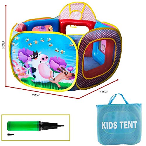 deAO Colourful Pop Up Baby Playpen Activity Ball Pit with Ball Hoop and Optional Inflatable Inner Lining