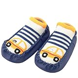 Sole: Sole Material: Rubber Missoul Born Toddler Baby Girls Boys Anti-Slip Socks Slipper Boots (Dark Blue)
