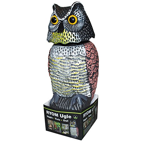 whjy Köder Eule Garten Ornament Vogelscheuche Realistische mit drehbarem Kopf Schutz - 2