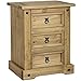Home Discount Corona Bedside Chest 3 Drawer Distressed Waxed Pine Table