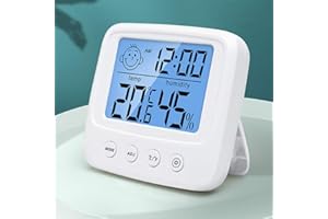 HOUDIAN Digitales Hygrometer Innen, Thermometer Thermo-Hygrometer mit Hhen Genauigkeit, Temperatur und Luftfeuchtigkeitsmesser Hydrometer Feuchtigkeit Digital mit Hintergrundbeleuchtung, Uhr & ℃ / ℉ Funktion