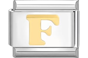 papasgix Italian Charms Module Buchstaben A-Z für 9mm Italian Charm Bracelet Gold DIY Italian Style Charms für Damen Abnehmbar Italienisches Charm Armband Zubehör Junge Mädchen Geschenk