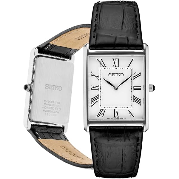 Seiko men's stainless steel japanese quartz dress watch with