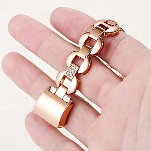 Für Fitbit Charge 2 Armband Rosa Schleife® Smart Watch Band Edelstahl Glitter armbänder Wrist Strap Uhrenarmband mit Metallschließe und Schnalle Ersatzarmband Replacement Wristband für Fitbit Charge 2 Smart Fitness Watch Zur Herzfrequenz und Fitnessaufzeichnung - 5