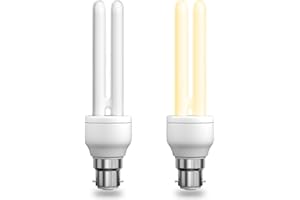 BrightArk B22 Energy Saving Light Bulbs Bayonet Cap, Low Energy Light Bulbs Bayonet Warm White 2700K BC Compact Fluorescent Bulb, 2U CFL B22 Bulb for Living Room, Bedroom (2-Pack)