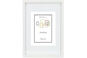 CHELY INTERMARKET Marco con paspartu 24x30 (Int 18x24cm) Blanco MOD 351 cuadro ideal para fotos