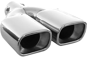 Doppel Auspuffblende Endrohr Auspuff Universell Schalldampf Doppelendrohr Endrohrblende Blende Sport Sportauspuff Edelstahl bis 56mm Chrom AutoHobby