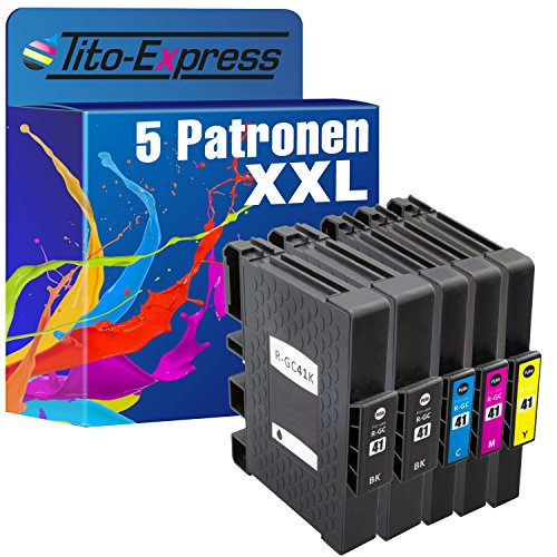 5 x Tito Express platinumserie Cartouche d'encre XXL Compatible à Ricoh GC-41