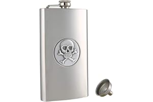 TOX TANEAXON TANEAXON - Petaca de Piel con Embudo y caja de 350 ml, Diseño de Calavera, Acero Inoxidable y a Prueba de Fugas