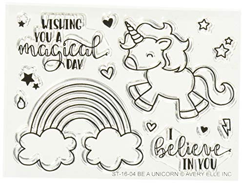 Avery Elleavery Elle Clear Stamp Set 10,2 cm x 3-inch-be Un Unicorno, Altri, Multicolore