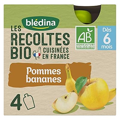 Les Récoltes Bio Blédina Les Récoltes Bio 24 gourdes Pommes/Bananes Desserts Mixtes (Pack de 6x4 gourdes)