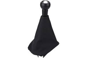 Keenso 5 Speed Car Gear Shift Stick Knob Gearstick Gaiter Boot Kit - Gear Shift Boot and Car Shift Knob Gaiter Black Leather for 207 307 308 607 608 C3 C4 C5