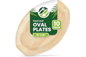 ECO LEAF PRODUCTS ECO Leaf 10 Disposable Palm Leaf Serving Platters, Large Oval 15" x 10" (36cm x 25cm), Trays Starters Canape Wedding Plates, Like Wooden Plates | Sturdy Hot Food Trays, Eco-Friendly Food Trays