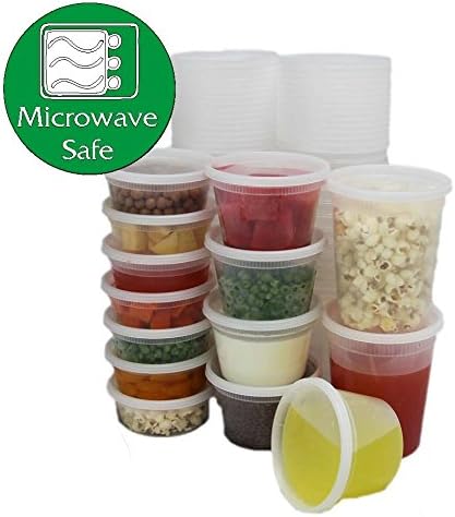 Pack of 8 Plastic Round Leak Proof Container, Microwave &amp; Freezer Safe with Sturdy Well Fitted Lid. (12oz - 350ml)