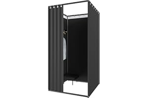 ‎QJSZMEI Umkleidekabine Freistehend, Tragbarer Bekleidungsgeschäft Umkleideraum, Mobiler Bodenstehende Temporärer Einfacher Anproberaum, Sichtschutz Vorhänge für Büro Einkaufszentrum (Black, 85X85X200)