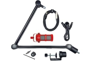 SONTRONICS VOICECASTING PACK - Mic, Boom Arm, USB & XLR Cables -PRO Kit for Podcast, Broadcast, Streaming, Gaming & VC – No Phantom Power required - Lifetime Microphone Warranty. Designed & Built in UK - Red