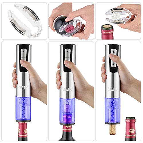 Deik Korkenzieher, Elektrischer Korkenzieher, Elektrische Flaschenöffner Korkenzieher, Elektrischer Flaschenöffner, Kapselschneider für Weinflaschen, Aufladungsbasis mit Geliefert, Silber - 2