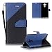 Produktbild EMAXELERS Huawei Mate 9 Hülle Elegant Retro Zwei Farben Schwarz PU Leder Schutzhülle Etui Tasche Handytasche Hülle für Huawei Mate 9,Dark Blue Hit Color