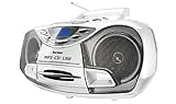 Tragbares Stereo-CD-Radio mit CD/MP3-Player, Kassettendeck, USB-Anschluss und PLL-FM-Radio