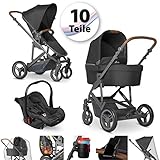 hartan kombikinderwagen set VIEL KOMFORT: Umsetzbarer Sitz, 3-fach verstellbar. Sonnenschutz ist bei Sportwagensitz und Wanne integriert. Leichtes Gewicht, klein faltbar.