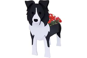 LIBOOI Dog Planter, Animal Flower Planter Pot, Border Collie Gifts Dog Lovers, Handmade Storage Container Planters for Garden Cactus Office Home Gifts, 27 x 17.5 cm, (UKBT-221123GW02-5-WQW)