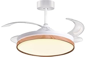 BEL AIR HOME - Ventilateur Plafond LED Cosmos 36W - Moteur DC Silencieux - Pales Déployables - 3 Températures de Lumière - Télécommande & Mode Hiver - Blanc, Métal