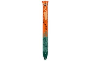 ‎LEGAMI Legami - Zweifarbig, Tiger Motiv, blaue und orange Tinte, Click&Clack Stift, Ideal für Schule Büro Zuhause, Zweifarbig, 1 mm Spitzendurchmesser