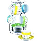 Borella Casalinghi Saronno Set Caffe con Piatto e Appendino, Porcellana, Multicolore, 13 unità
