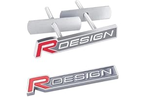 SEDCAR 2 stück 3D Metall R Design Auto Emblem + Front Kühlergrillplatte Emblem Badge Aufkleber Styling für Volvo S60 V60 XC60 S60 V40 (Rot)