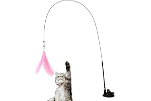 Maciun Jouet pour Chat - Jouet pour Chat - Jouet interactif pour Chat - avec Ressort - Jouet à Plumes d'oiseau avec Ventouse