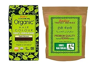 Radico 100 % Natural Herbal Trendy Mehndi with 100% Organic Dark brown Hair color (combo pack),100g