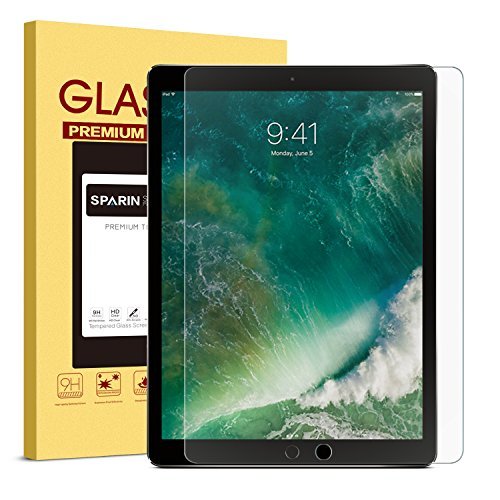 MaxTeck - Protector de Pantalla para iPad Pro de 12,9 Pulgadas (Compatible con multitáctil, 0,3 mm, 2,5 D de Borde Redondo), Cristal Templado (sin Burbujas)