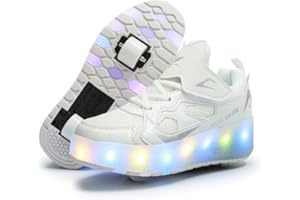 HUSKSWARE Sneaker per Bambini,Scarpe da Skateboard a Due Ruote,Luce a Cambio Colore Regolabile,Ricarica USB,universali per Ragazzi e Ragazze,Nero Rosa Oro Argento 27–40 EU