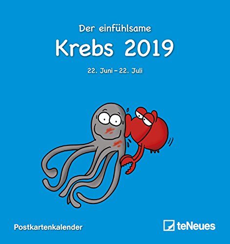 Sternzeichen Krebs 2019 - Sternzeichenkalender, Postkartenkalender, Horoskop, Astro 2019 - 16 x 17 cm