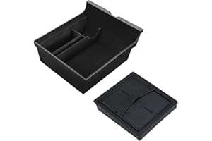 MIEBA [Lot de 2] Plateau de rangement pour console centrale floqué pour accessoire Tesla modèle 3 Y 2021 2022 2023, accoudoir caché Cubby tiroir pour argent, téléphone, clé, pièce de monnaie, passeport