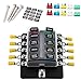 Produktbild KKmoon 10 Wege Blade Fuse Box Halter Sicherungsblöcke mit roter LED-Anzeige 10Pcs Sicherungen 10Pcs Terminals für Auto Boot Marine Caravan Truck 12V 24V