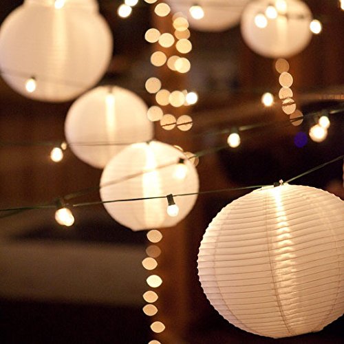 EPHVODI 10 Pcs Runde Papier Laterne Hochzeit / Zeremonie / Bankett Dekoration Weiß Lampe Schatten 10″ - 5