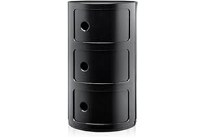 Kartell Componibili Contenitore 3 Elementi, ABS, Base Tonda, Nero, 32 x 32 x 58.5 cm