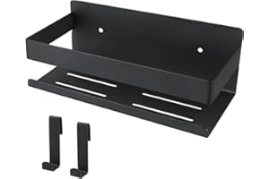 Womamny Black Shower Caddy, Bathroom Shelf Wall Mounted, 22cm Stainless Steel Shower Shelf, Thickened Bathroom Shelf for Bathroom Kitchen Balcony