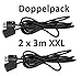 Produktbild DOPPELPACK 3m XXL Controller Verlängerung passend für Nintendo Classic Mini NES und Super Nintendo SNES, Hersteller: 2-TECH (Lieferumfang 2 Stück)