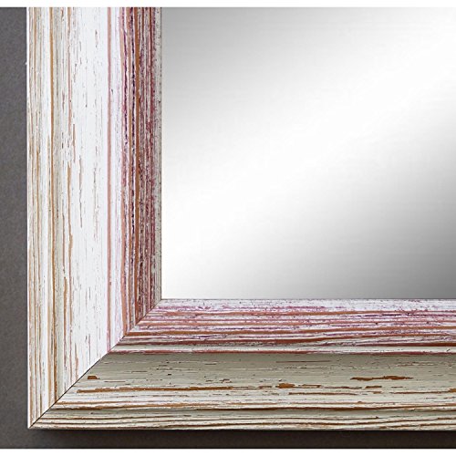 Spiegel Wandspiegel Badspiegel - Bari Beige Weiß Rot 4,2 - handgefertigt - 200 Größen zur Auswahl - Shabby Chic, Landhaus - 80 x 140 cm AM
